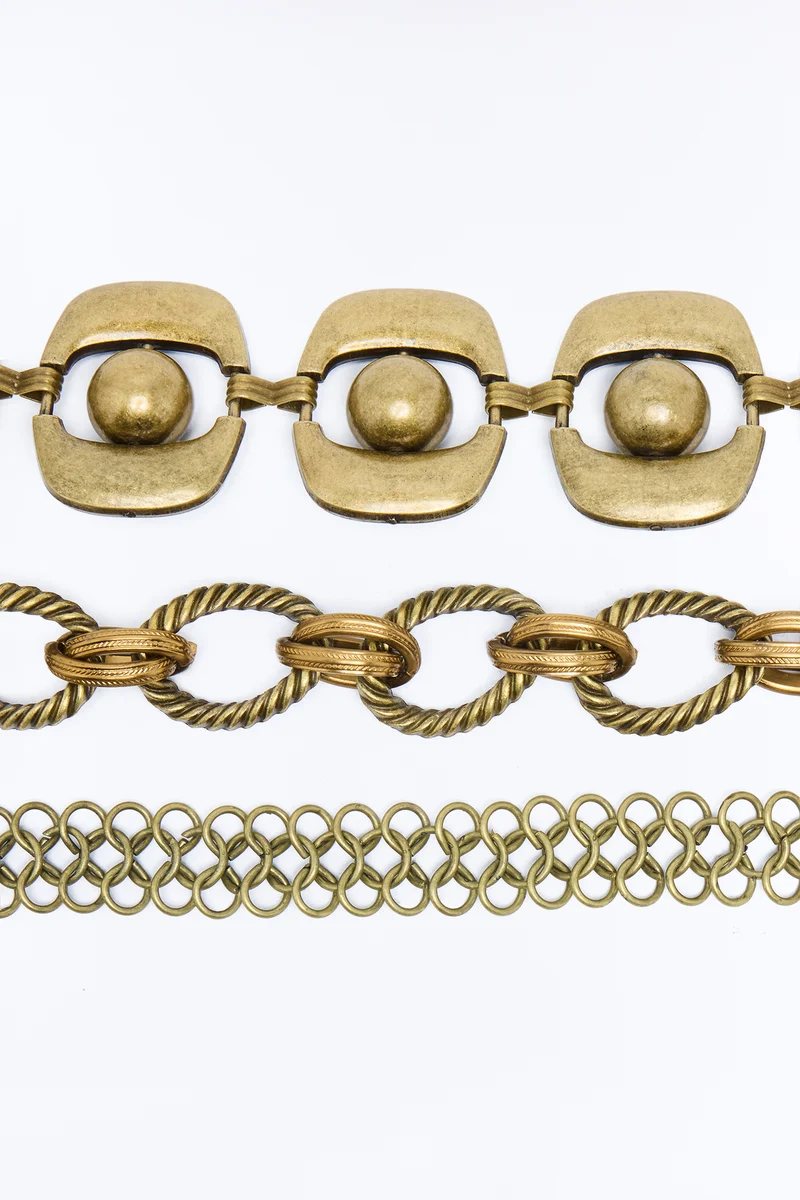 Electric Haze Layered Chain Belt - Gold/Brown