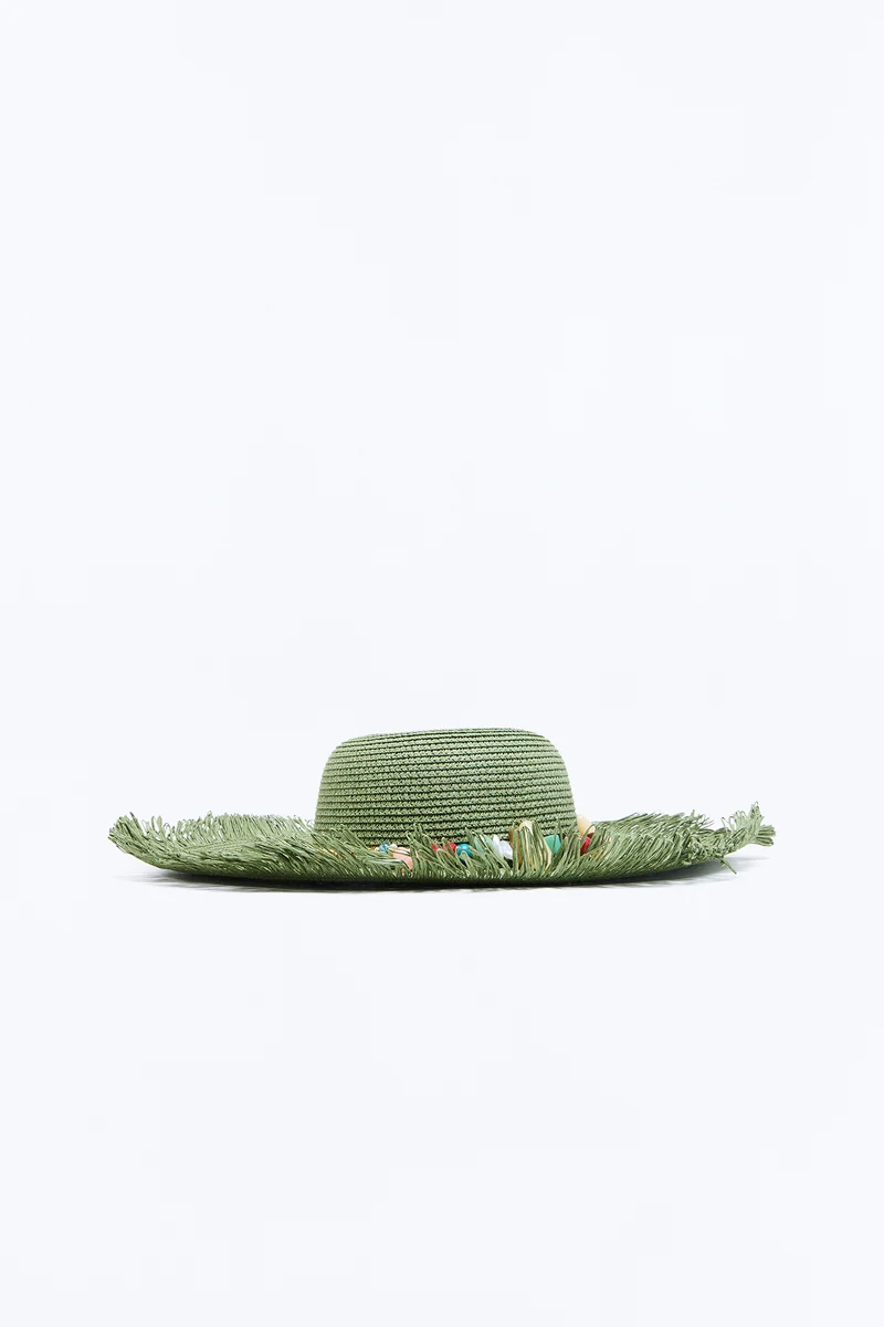 Hot Pebbles Straw Sun Hat - Green/combo