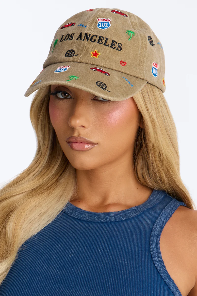 Destination LA Baseball Hat - Tan/Multi
