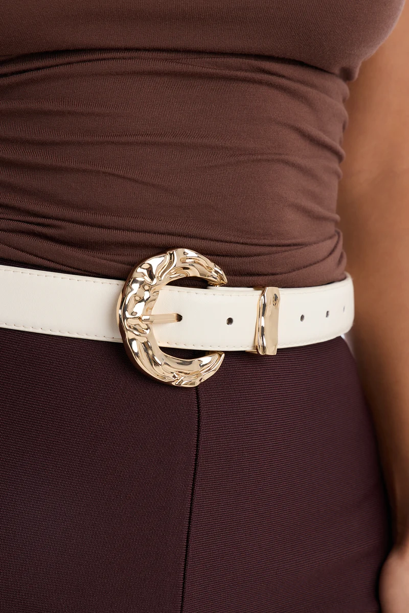 Catch Me Twice Faux Leather Belt Set - Ivory