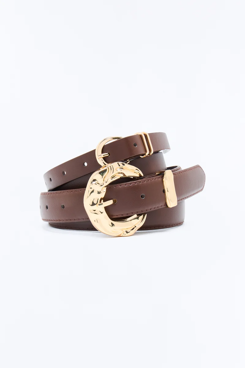 Catch Me Twice Faux Leather Belt Set - Brown