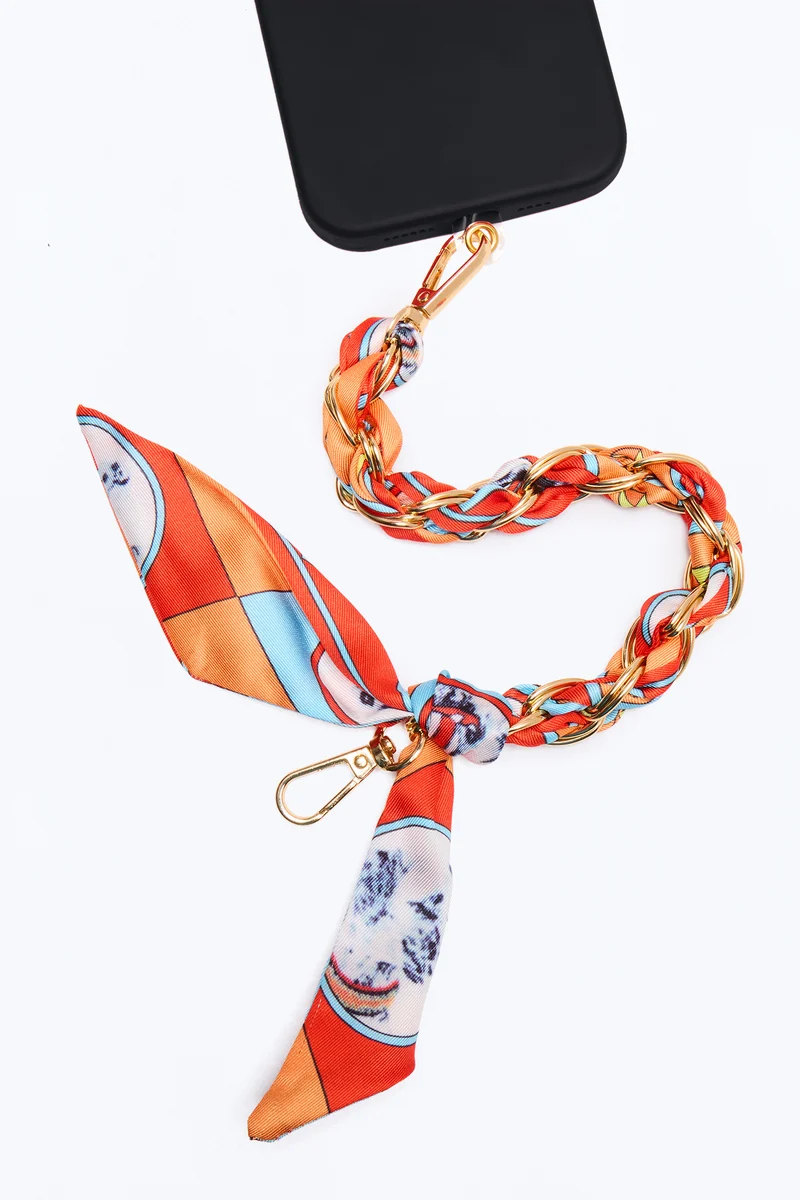 Loop Me In Phone Scarf Wristlet - Orange/combo