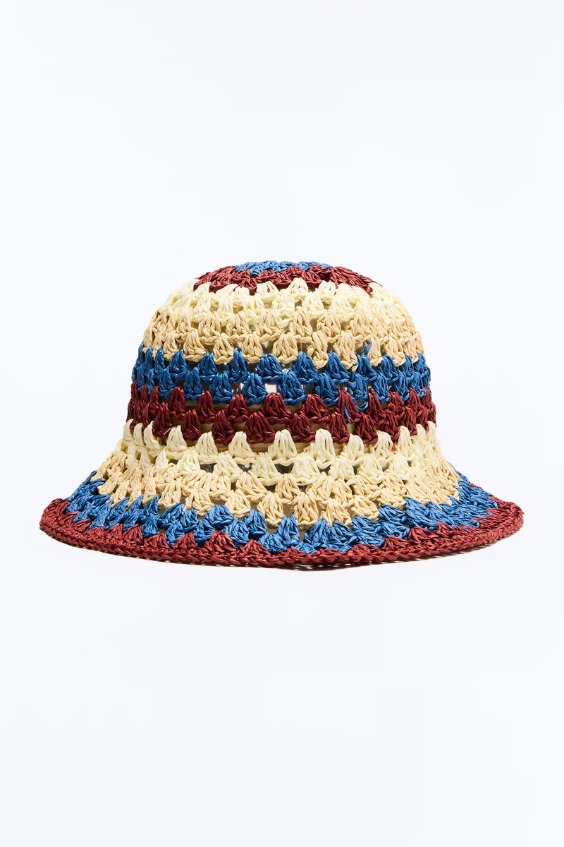 Living The Best Life Crochet Bucket Hat - White/combo