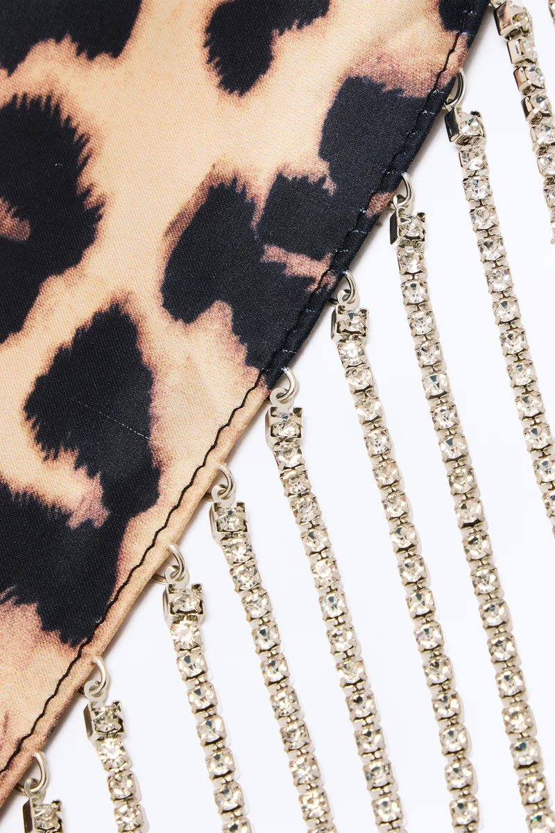 Savage Beauty Fringe Head Scarf - Leopard