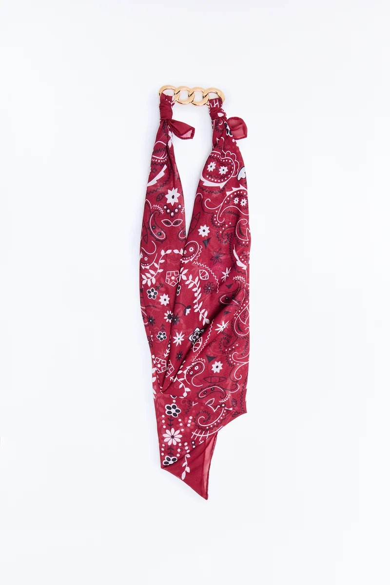 Wanderlust Hardware And Scarf Belt - Gold/Red