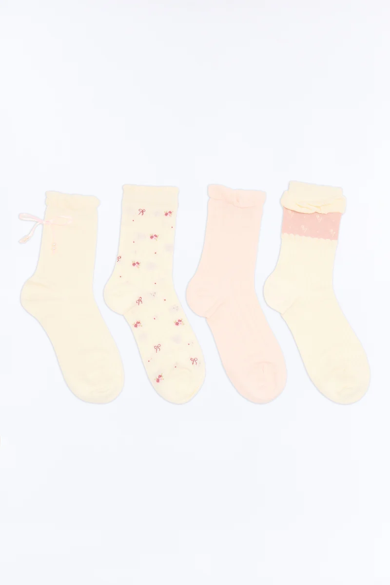 Be Gentle 4 Pack Crew Socks - White/combo