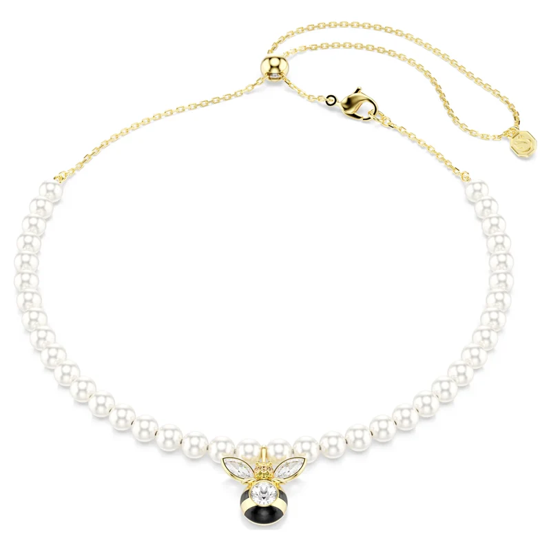 Collier Swarovski - Idyllia - Abeille - Tailles variées - Blanc & Doré
