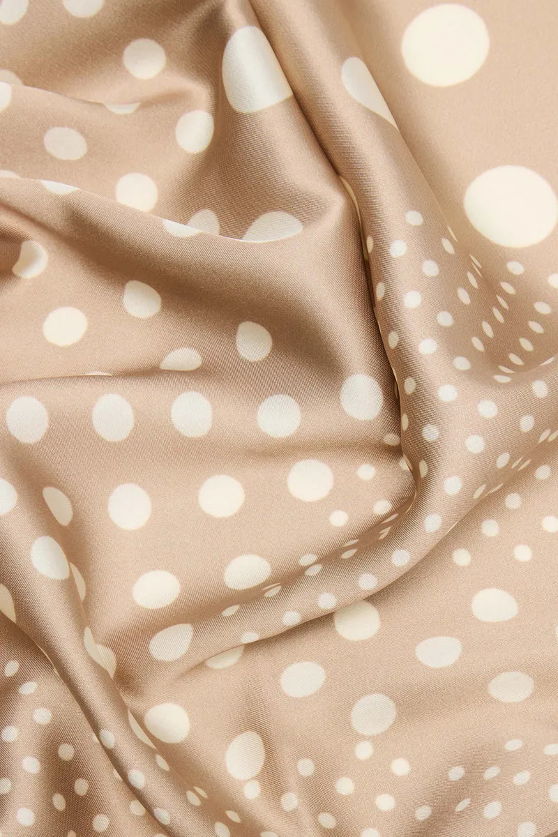 The Riviera Dot Head Scarf - Taupe/combo