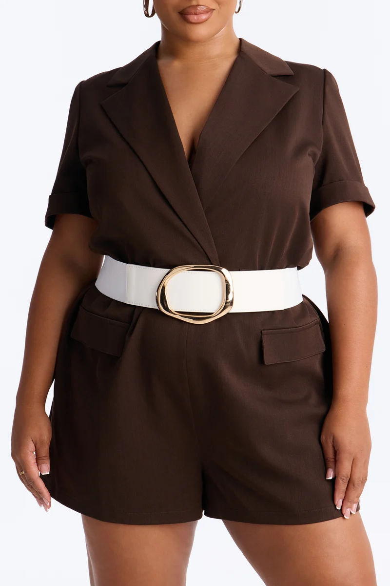 No Circling Back Wide Elastic Belt - Ivory