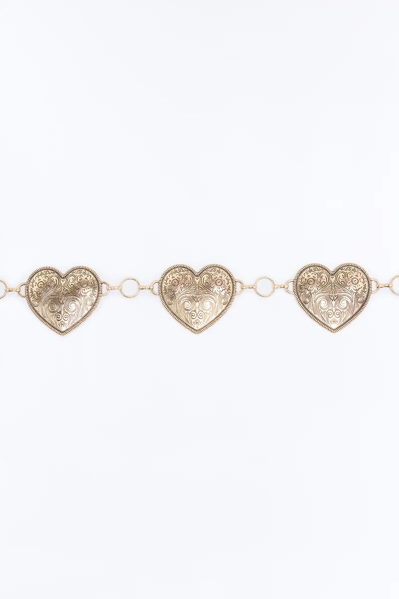Don't Play With Cowboy's Heart Chain Belt - Gold