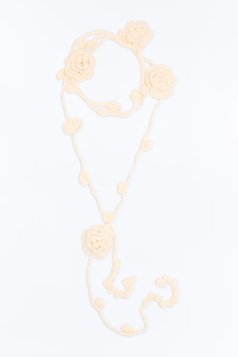 In Full Bloom Crochet Necklace Scarf - White