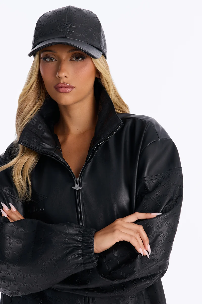Umbro Unisex Embossed Faux Leather Hat - Black