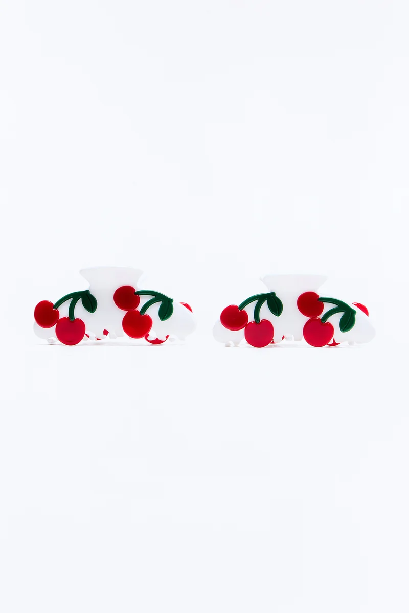 Cherry Pie Claw Clips Two Piece Set - Ivory/combo