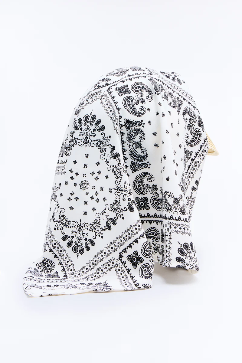 Gran Torino Straw Visor And Head Wrap - White/combo