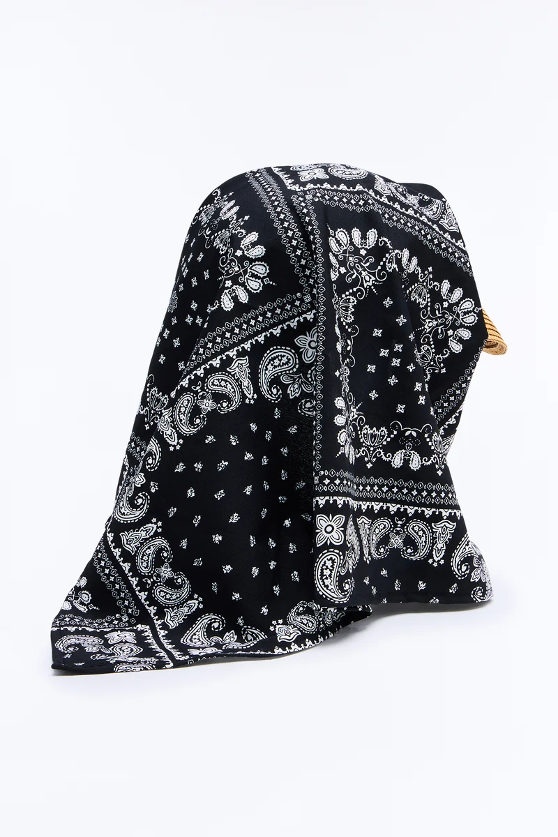 Gran Torino Straw Visor And Head Wrap - Black/combo