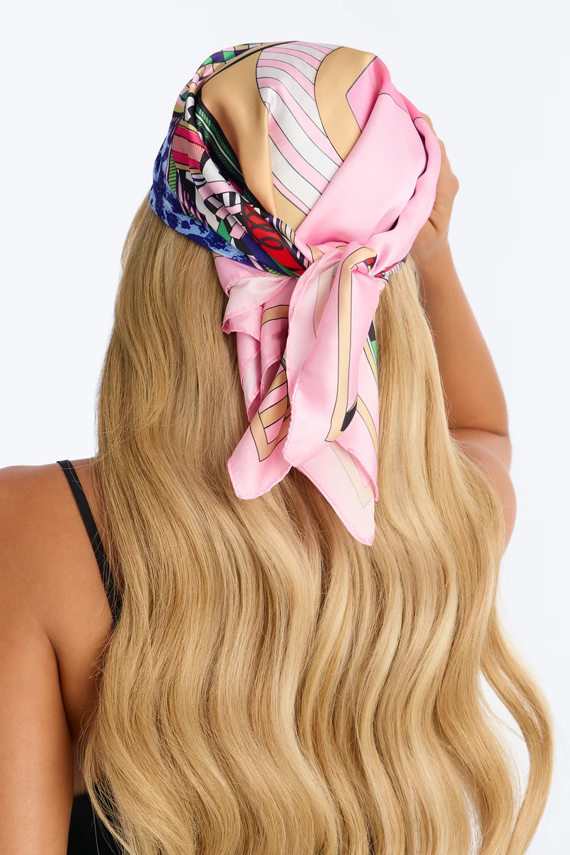 Gallery Piece Head Scarf And Brooch Set - Multi Color