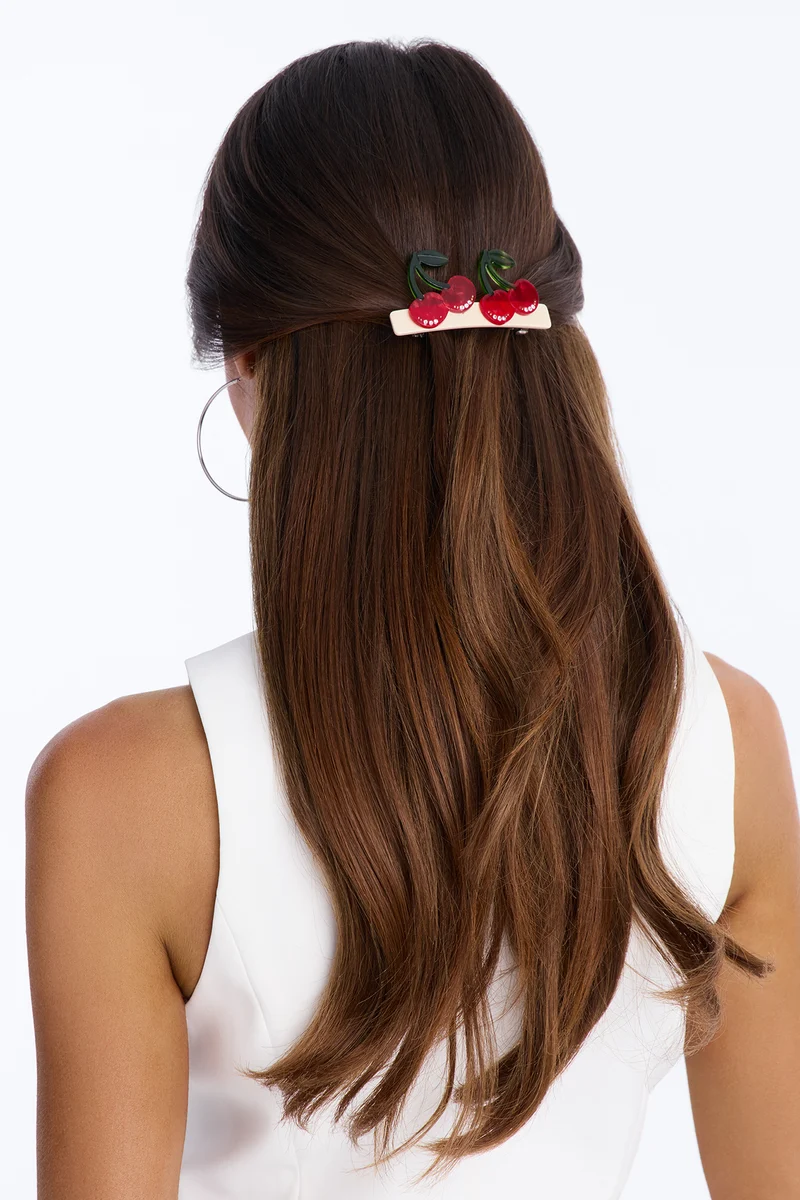 Cherry Love Head Scarf And Barrette Set - Red/White