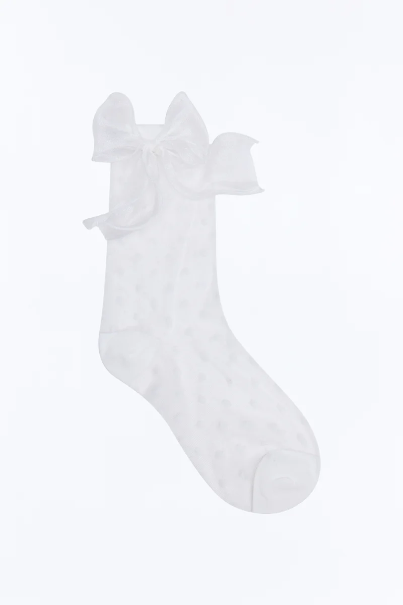 Angel's Kiss Sheer Crew Socks - White