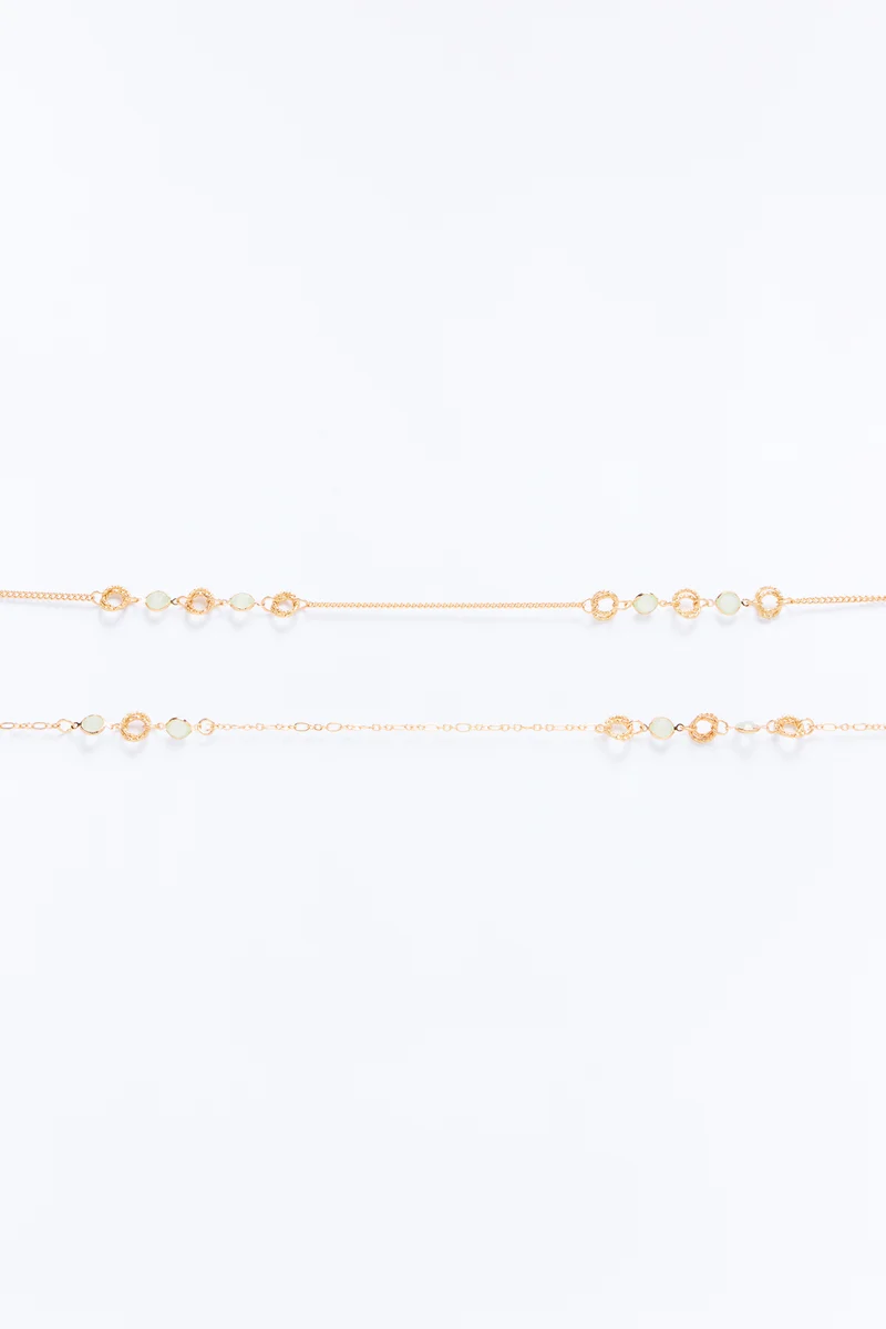 Morning Flowers Jeweled Chain Belt - Gold/Blue