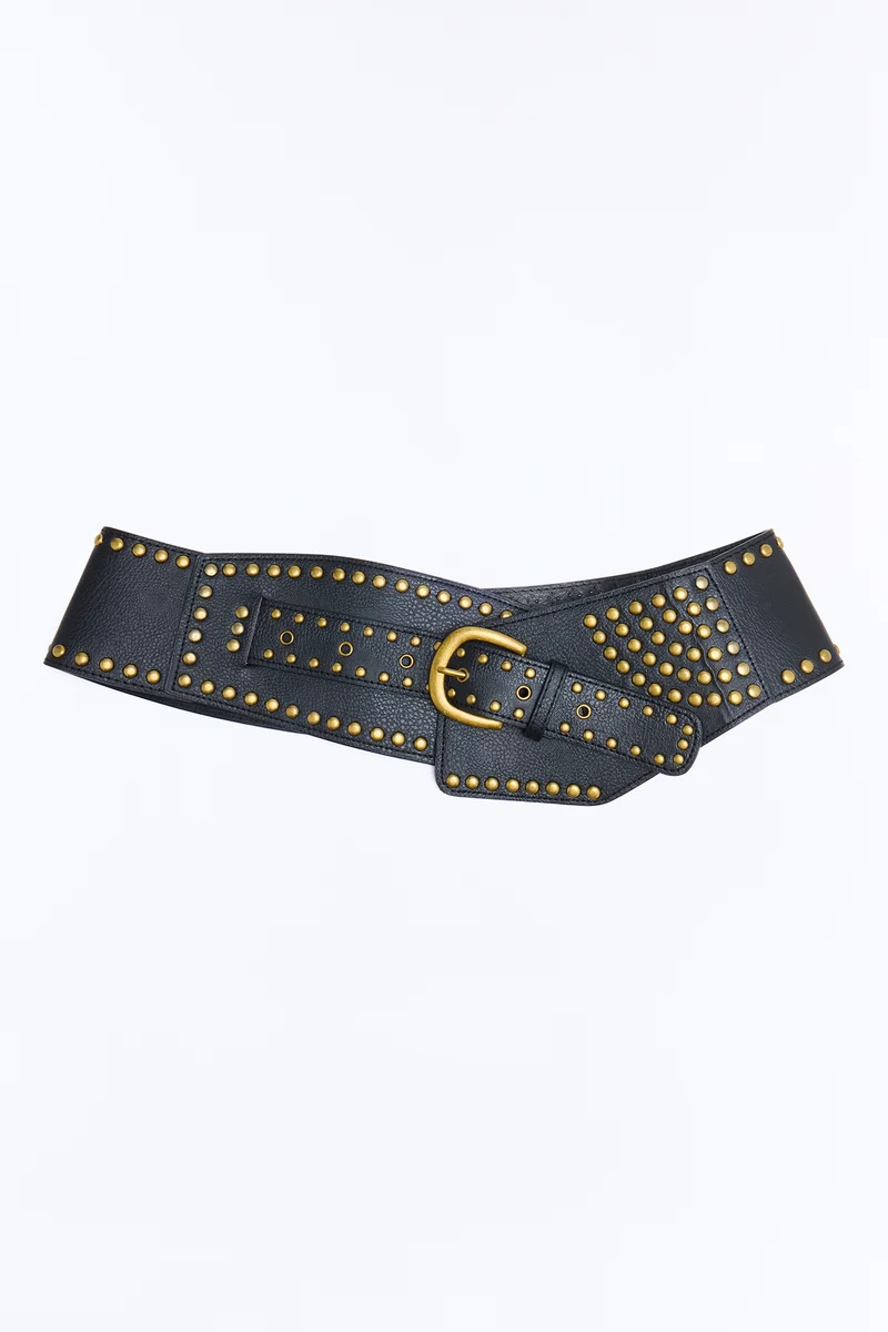 Saddle Ridge Wide Faux Leather Belt - Black