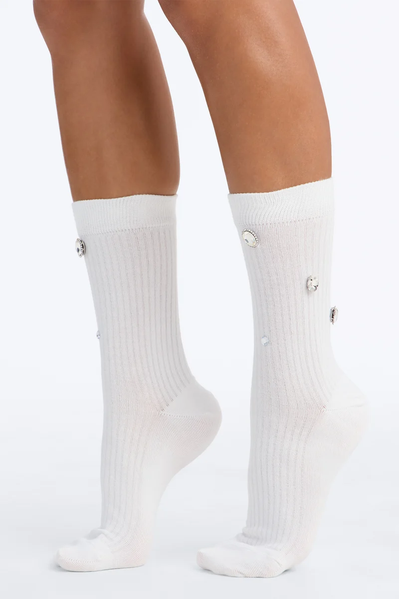 Running With The Stars Crew Socks - White