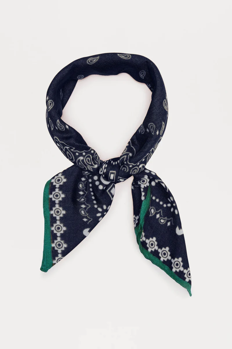 Rustic Paisley Head Scarf - Navy/combo
