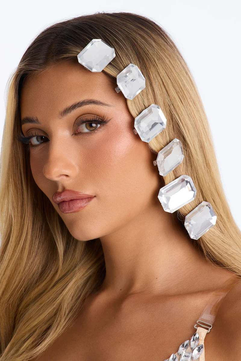 Raindrops In My Hair 10 Piece Hair Clip Set - Silver