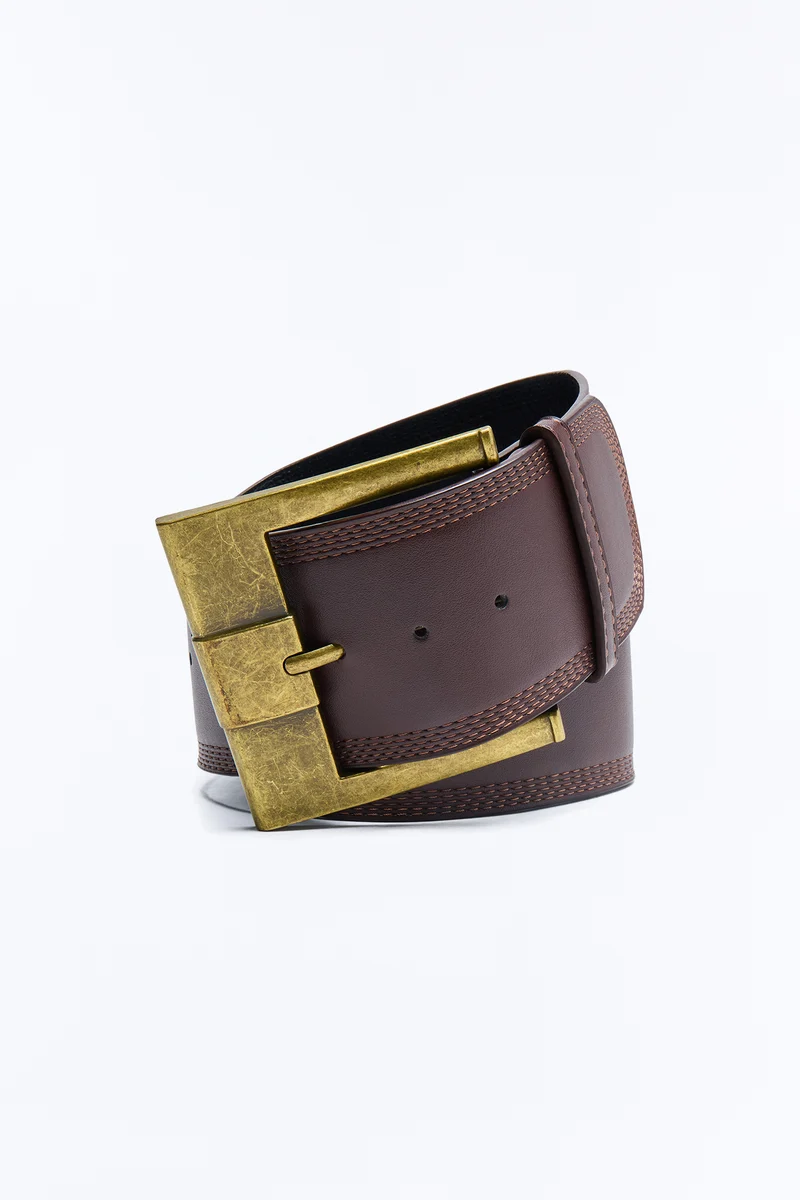 Wide As A River Faux Leather Belt - Brown