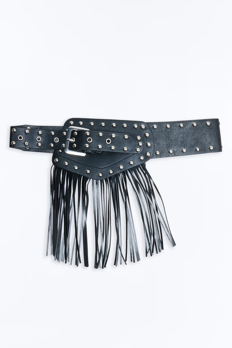 High Noon Faux Leather Belt - Black