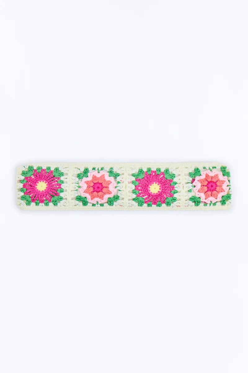 Flowers In My Hair Crochet Headband - Pink/combo