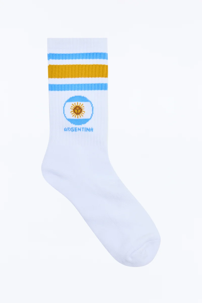 Love Argentina Crew Socks - White/combo