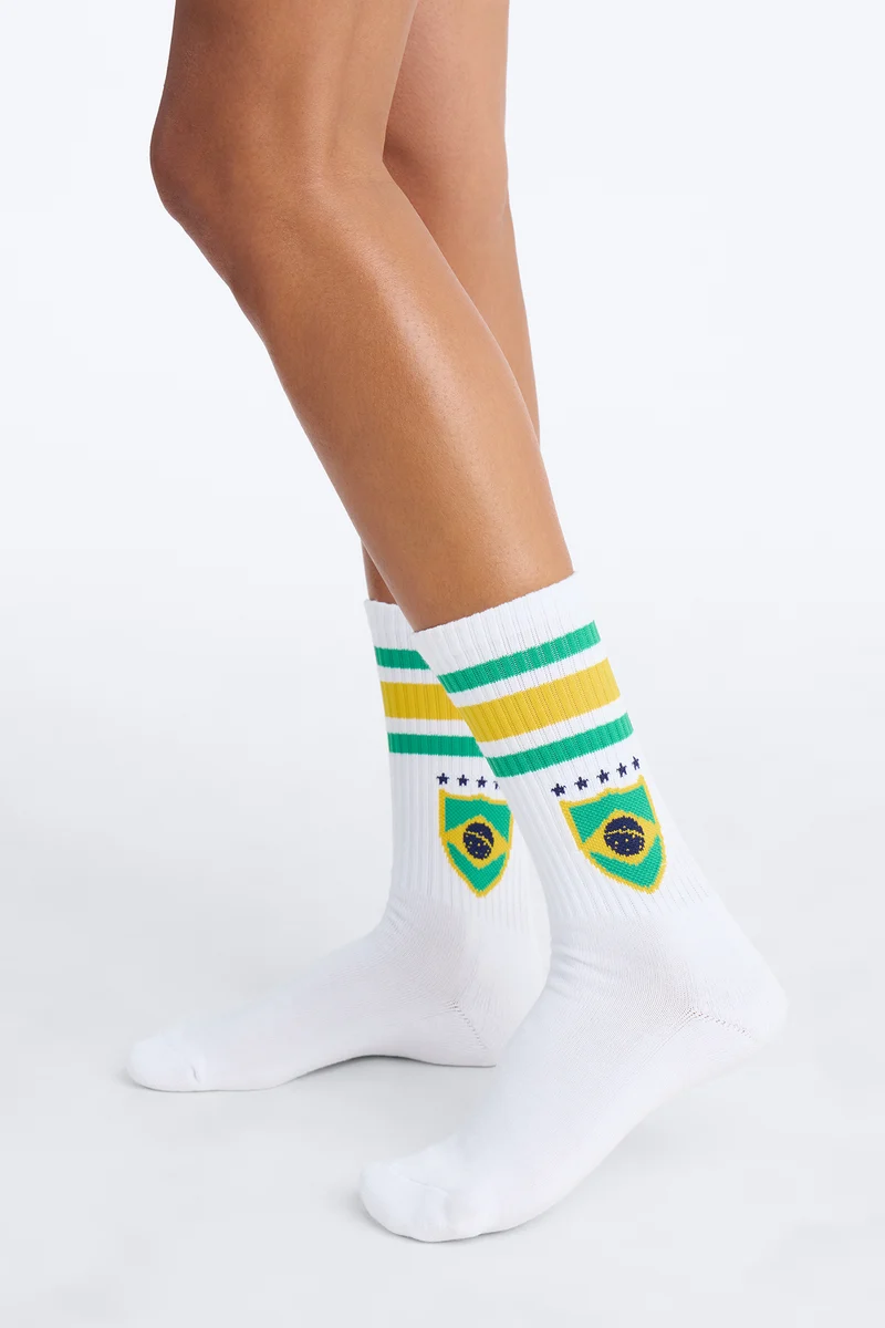 Love Brazil Crew Socks - White/combo