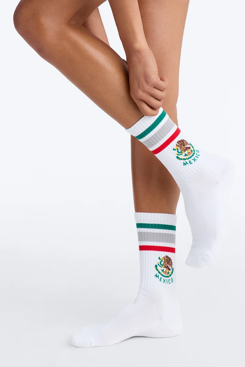 Love Mexico Crew Socks - White/combo