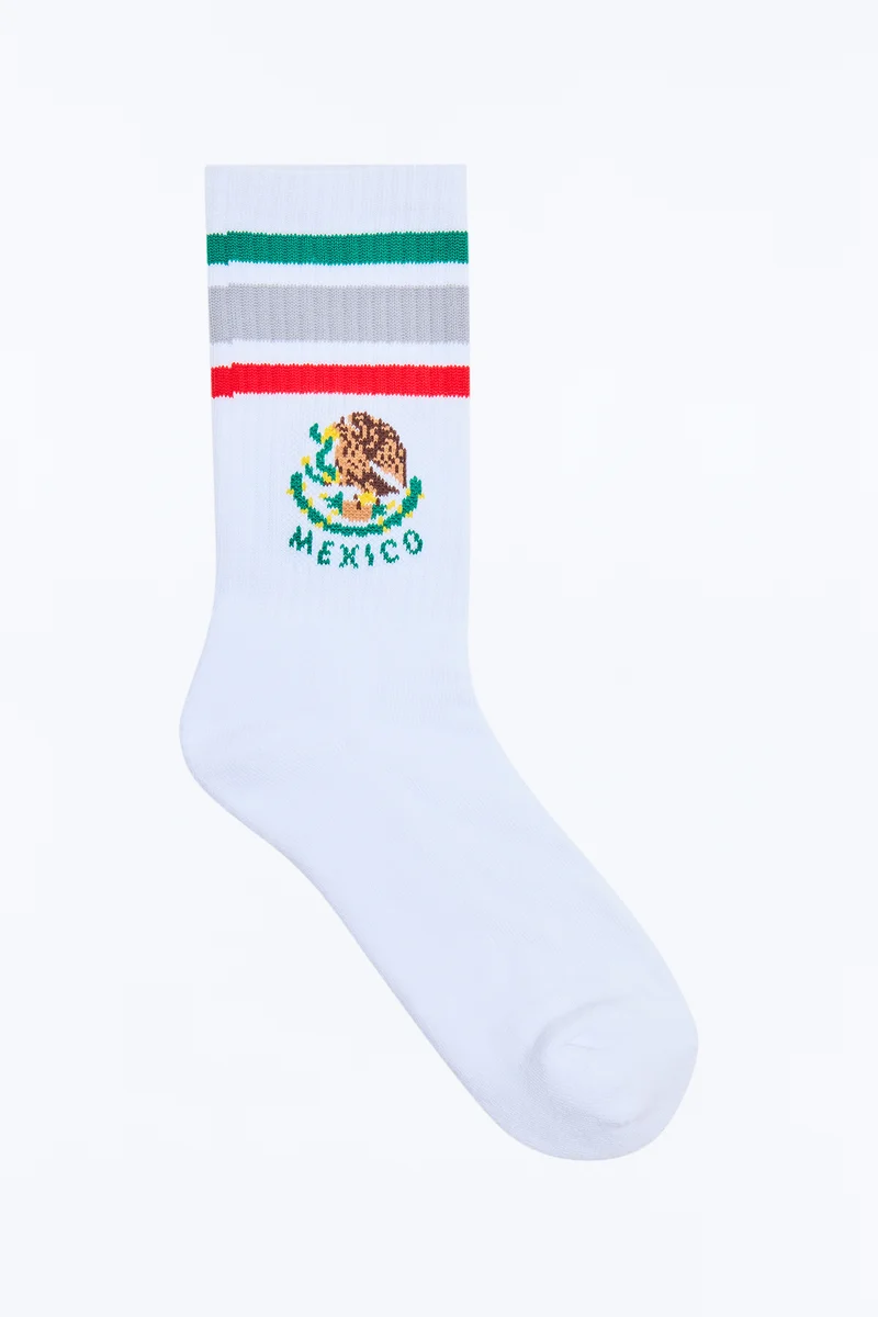 Love Mexico Crew Socks - White/combo