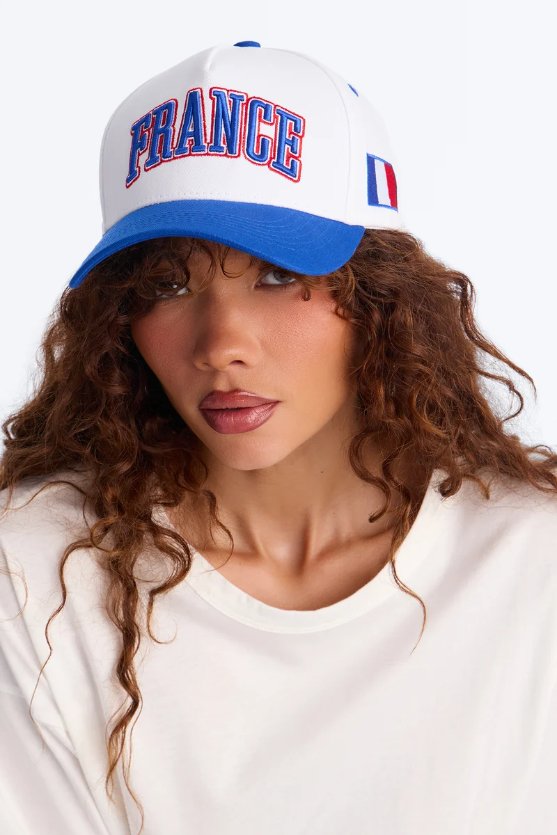 France Love Baseball Hat - White/Blue