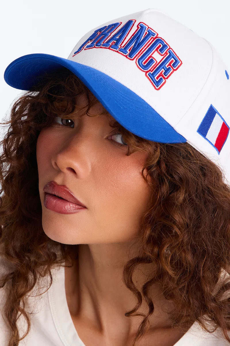 France Love Baseball Hat - White/Blue