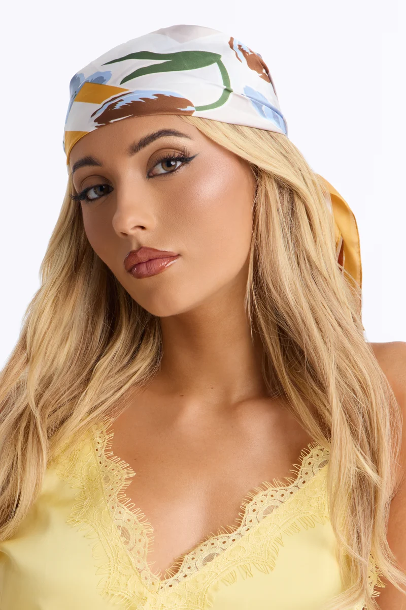 Flowers Of Sicily Head Scarf - Blue/combo