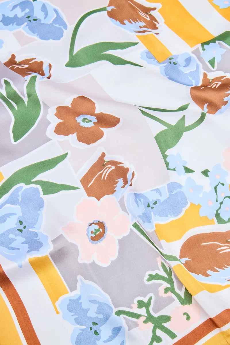 Flowers Of Sicily Head Scarf - Blue/combo
