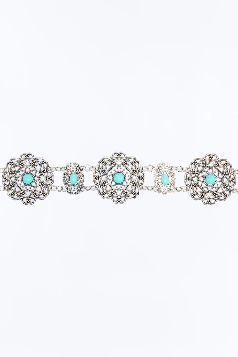 Flowers Of Metal Chain Belt - Silver/Combo