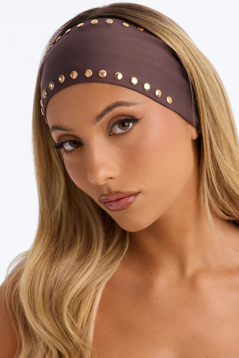 City Lights Studded Headband - Brown