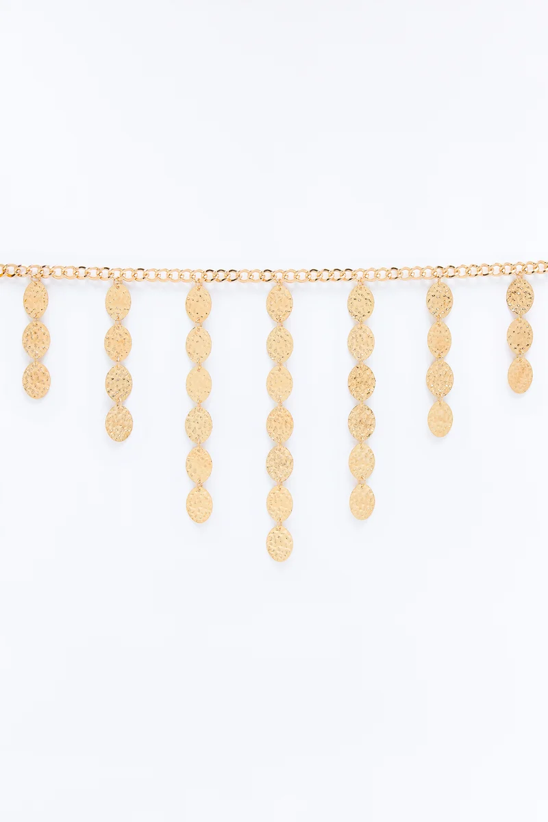Drop Down Chain Belt - Gold