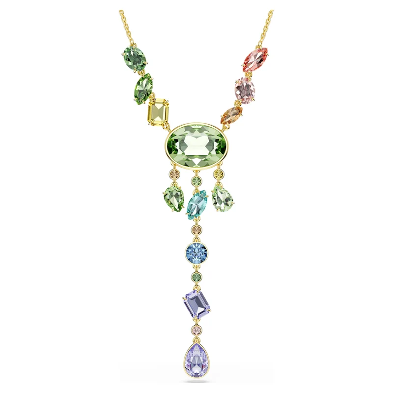 Collier Swarovski - Gema - Tailles variées - En Y - Multicolore & Doré