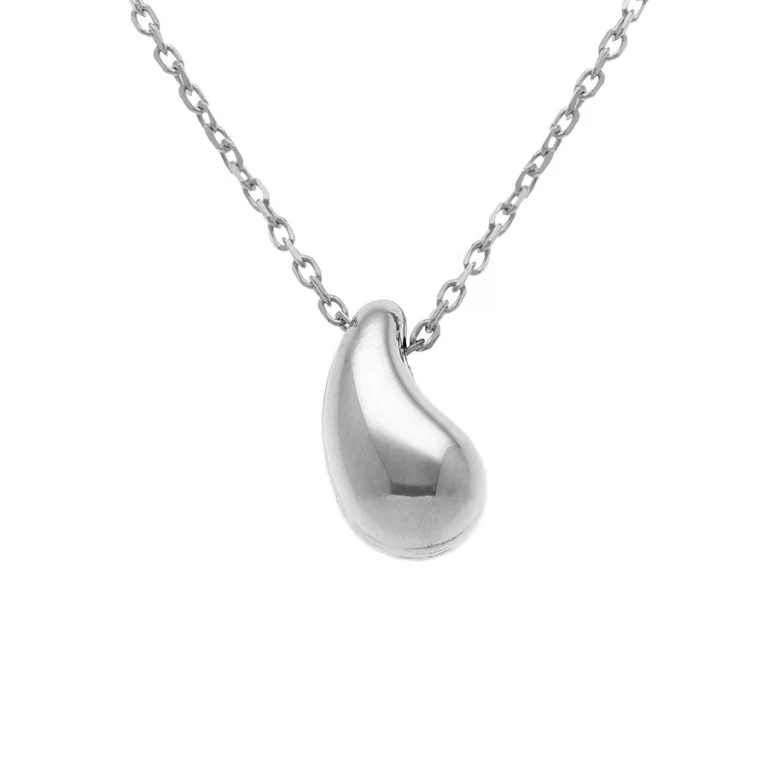Collier petite goutte incurvée – Argent 925 rhodié | Azuline