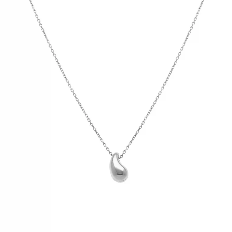 Collier petite goutte incurvée – Argent 925 rhodié | Azuline
