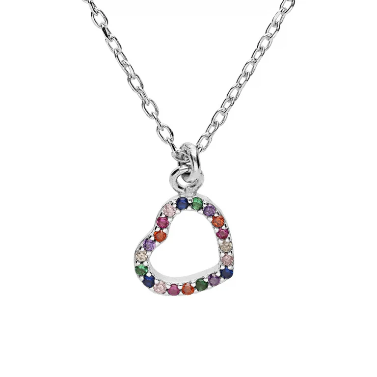Collier cœur à multicolores – Argent 925 rhodié | Azuline