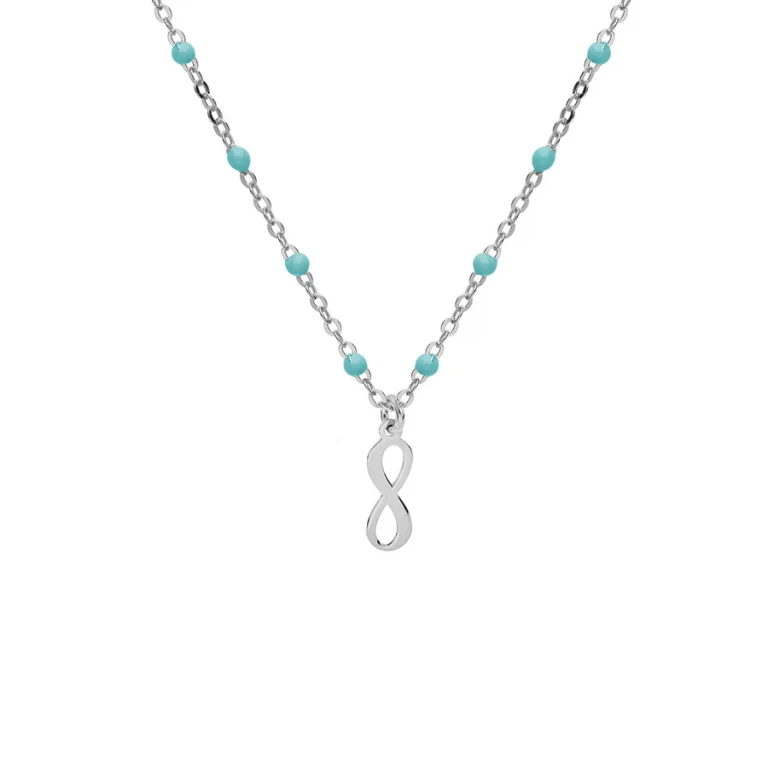 Collier infini et boules en résine turquoise imitation – Argent 925 rhodié | Azuline