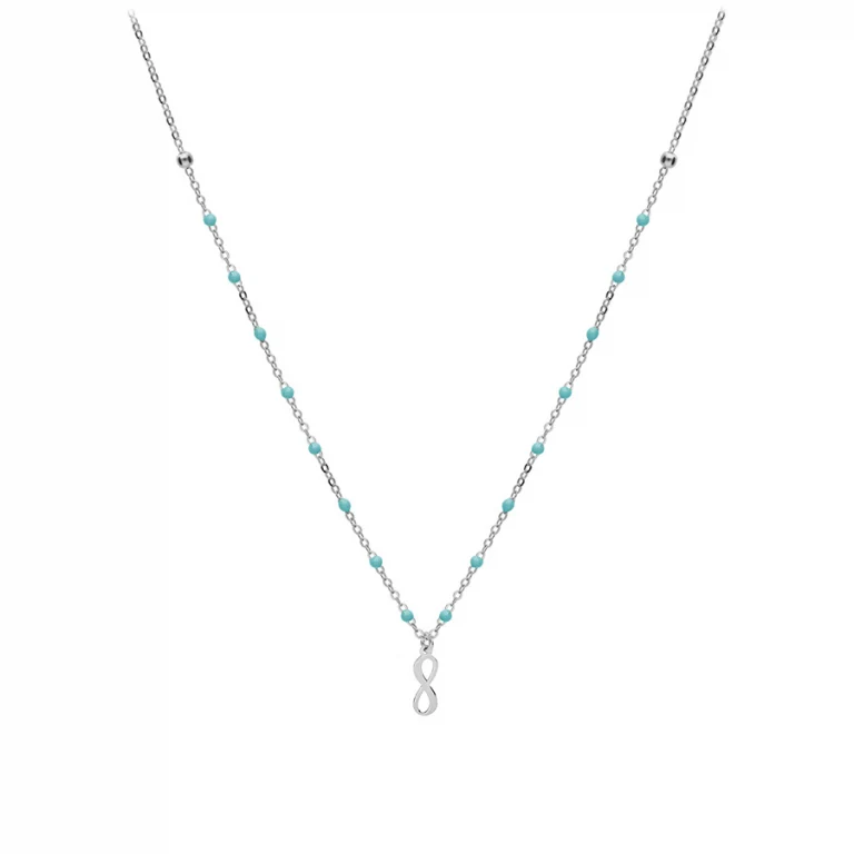 Collier infini et boules en résine turquoise imitation – Argent 925 rhodié | Azuline