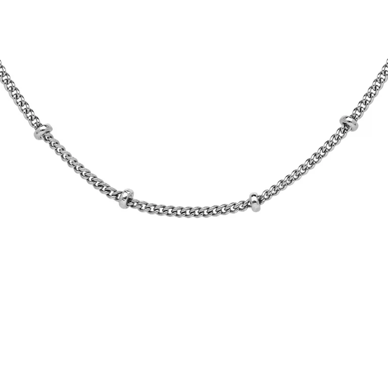 Collier maille gourmette à boules – Argent 925 rhodié | Azuline