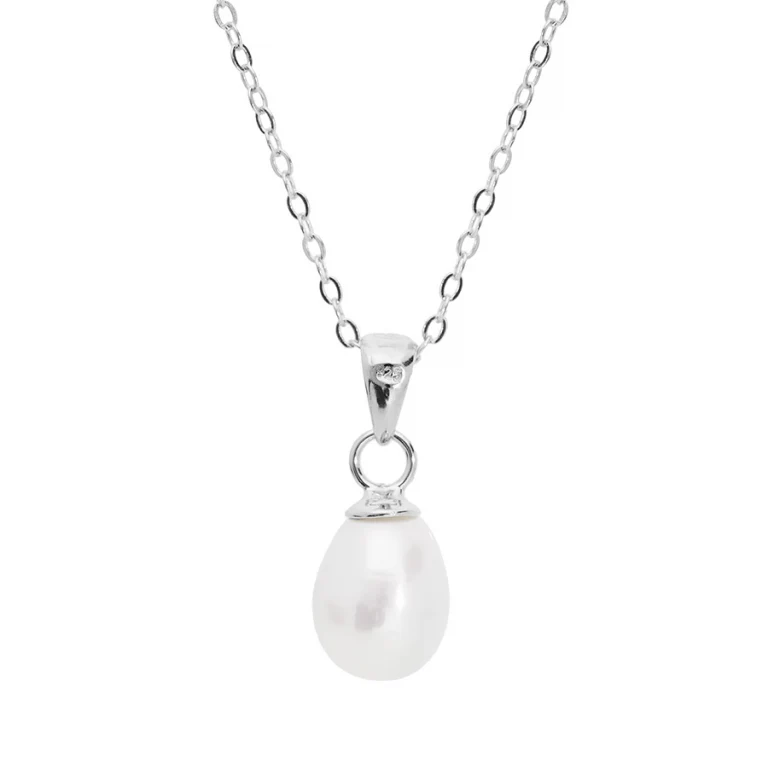 Collier poire à perle de culture d’eau douce poire 7mm blanche – Argent 925 rhodié | Azuline