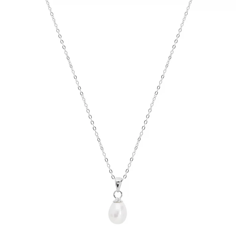 Collier poire à perle de culture d’eau douce poire 7mm blanche – Argent 925 rhodié | Azuline